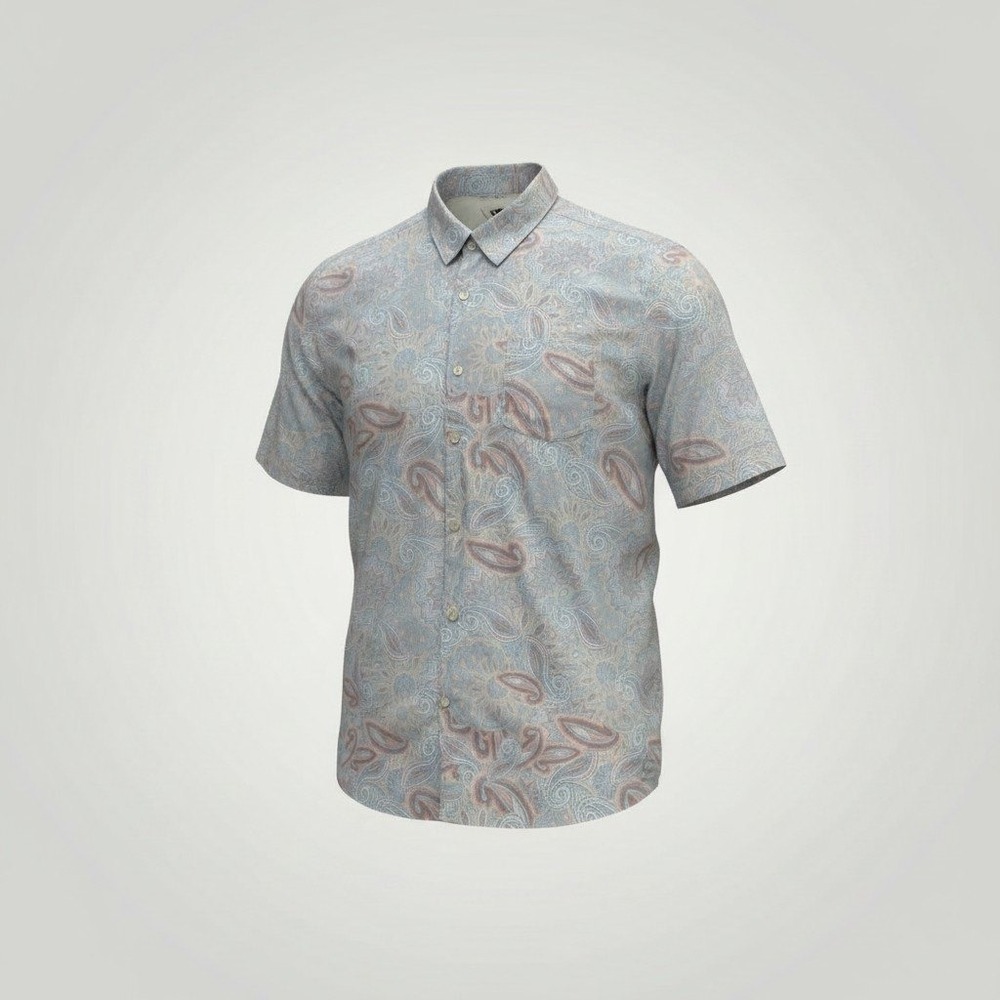 Vissla Paisley Button Up Mens XXL Shirt Blue Surf Coastal Sustainable Tropical